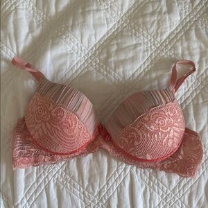 Brazilian pretty padded pushup pink lace bra